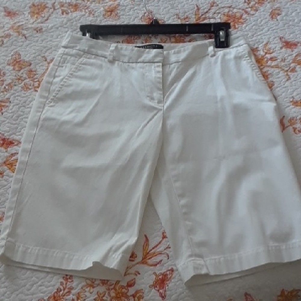 Talbots White Bermuda Shorts Tailored Cotton Blend